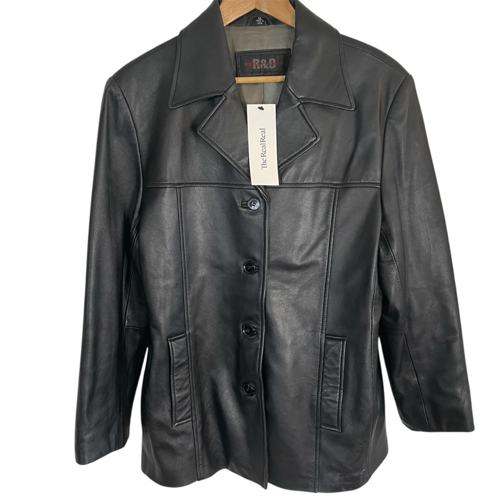 Authentic Reilly Olmes R  O Black Leather Ladies Jacket Size Xl Vintage Y2k